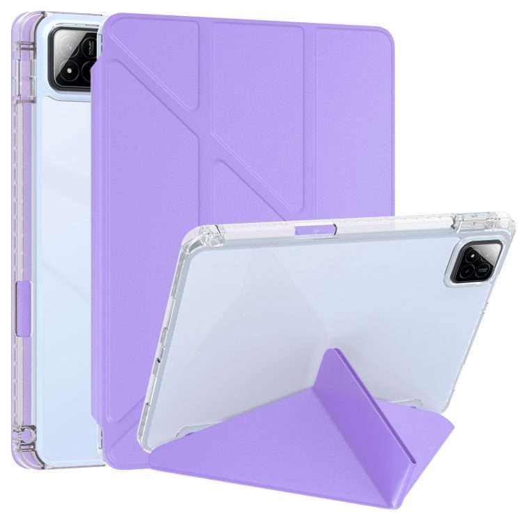 For Xiaomi Pad 7 / 7 Pro Clear Acrylic Deformation Leather Tablet Case(Purple)