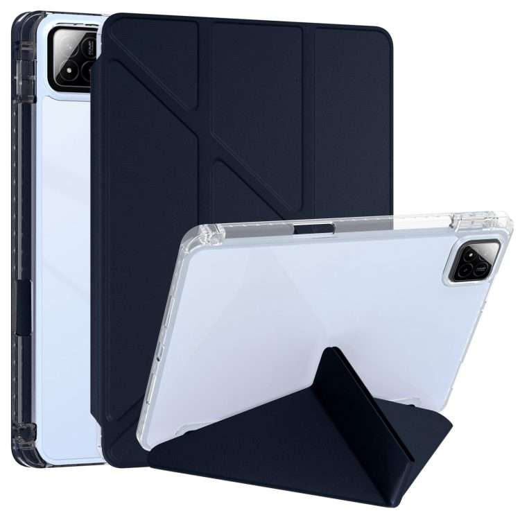 For Xiaomi Pad 7 / 7 Pro Clear Acrylic Deformation Leather Tablet Case(Dark Blue)