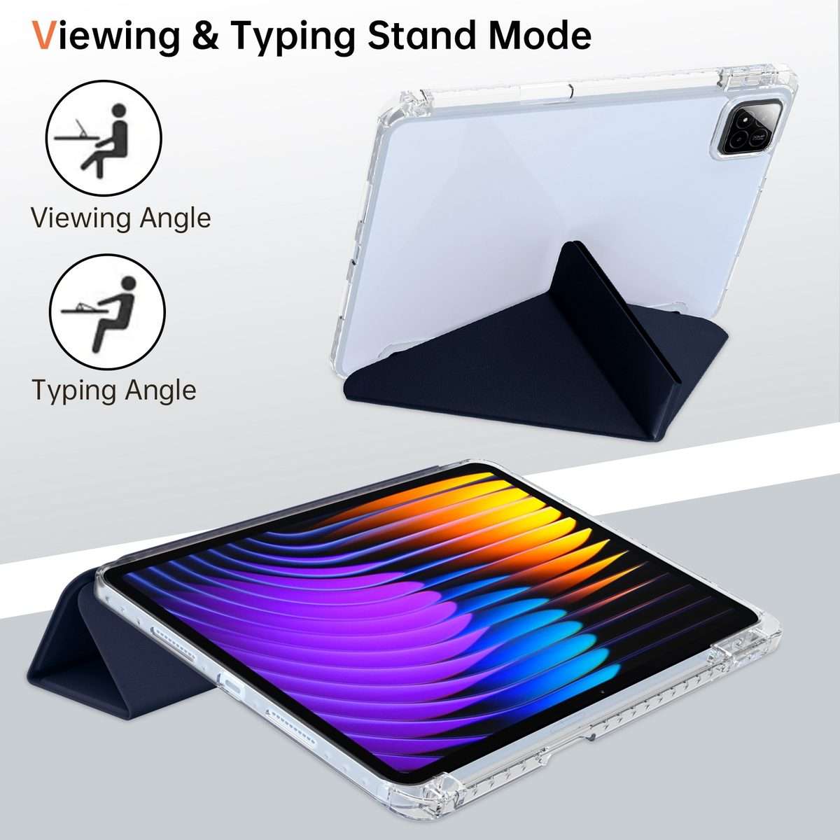For Xiaomi Pad 7 / 7 Pro Clear Acrylic Deformation Leather Tablet Case(Dark Blue)