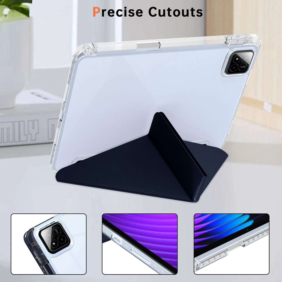 For Xiaomi Pad 7 / 7 Pro Clear Acrylic Deformation Leather Tablet Case(Dark Blue)