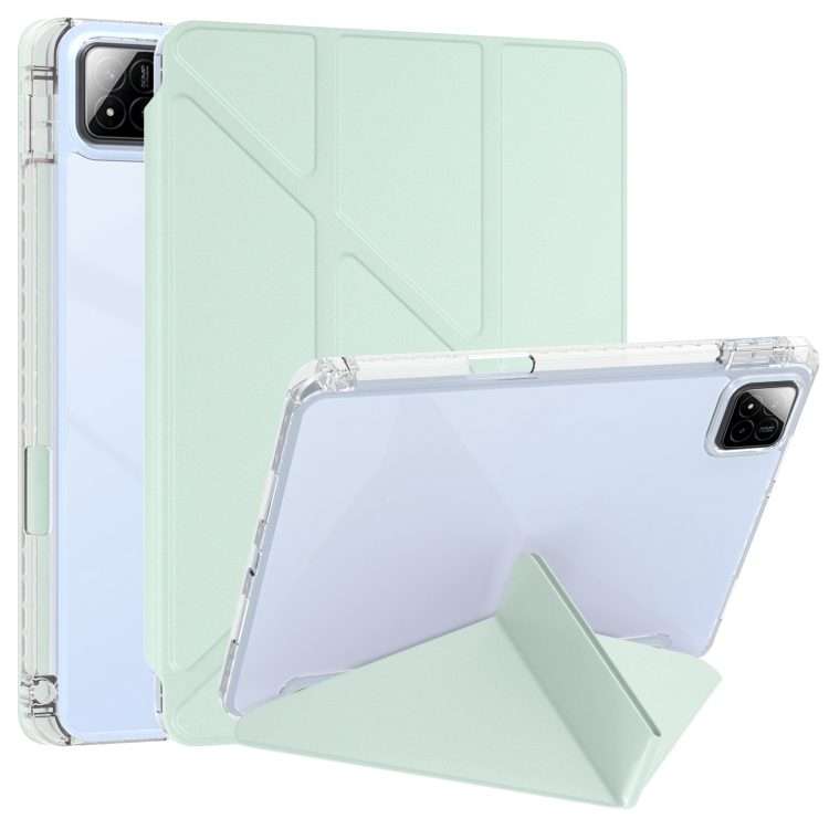 For Xiaomi Pad 7 / 7 Pro Clear Acrylic Deformation Leather Tablet Case(Light Green)
