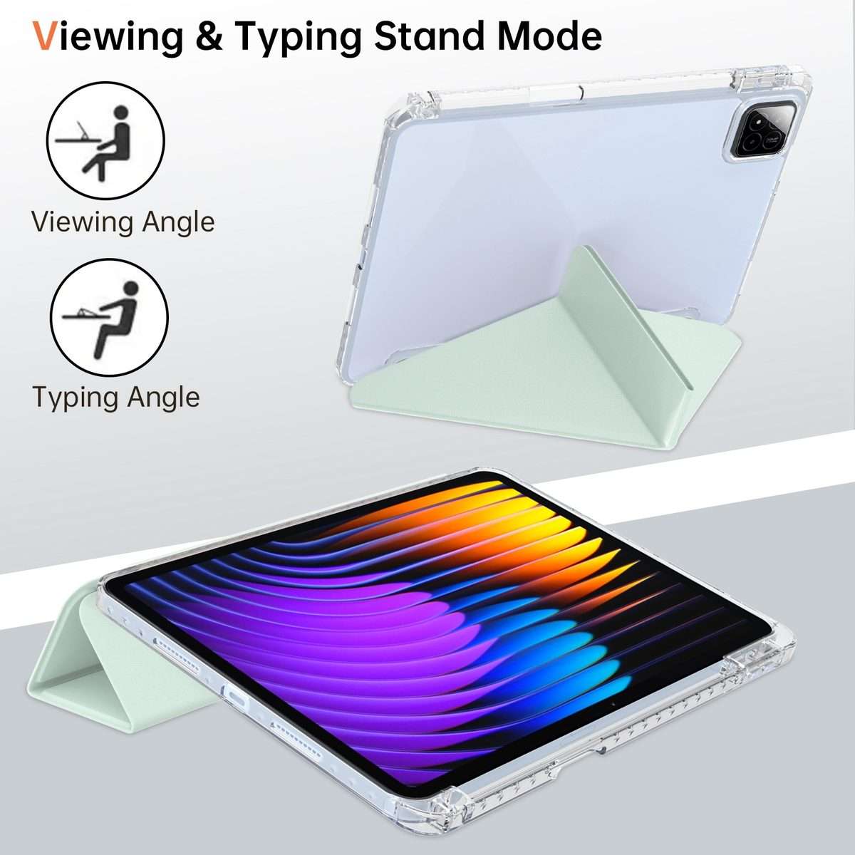 For Xiaomi Pad 7 / 7 Pro Clear Acrylic Deformation Leather Tablet Case(Light Green)