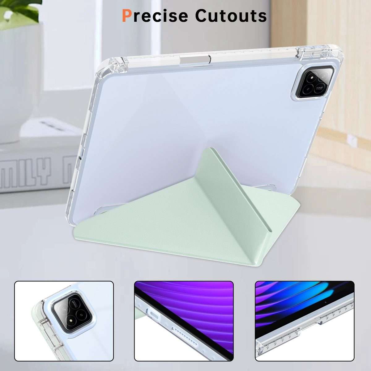 For Xiaomi Pad 7 / 7 Pro Clear Acrylic Deformation Leather Tablet Case(Light Green)