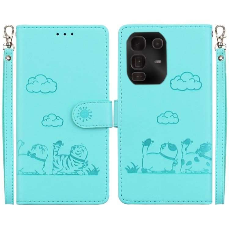 For Infinix Note 50 Pro+ Cute Cats RFID Leather Phone Case(Green)