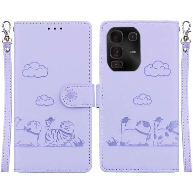 For Infinix Note 50 Pro+ Cute Cats RFID Leather Phone Case(Purple)
