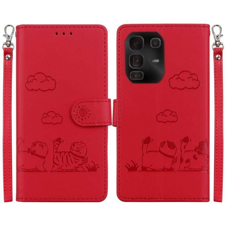 For Infinix Note 50 Pro+ Cute Cats RFID Leather Phone Case(Red)