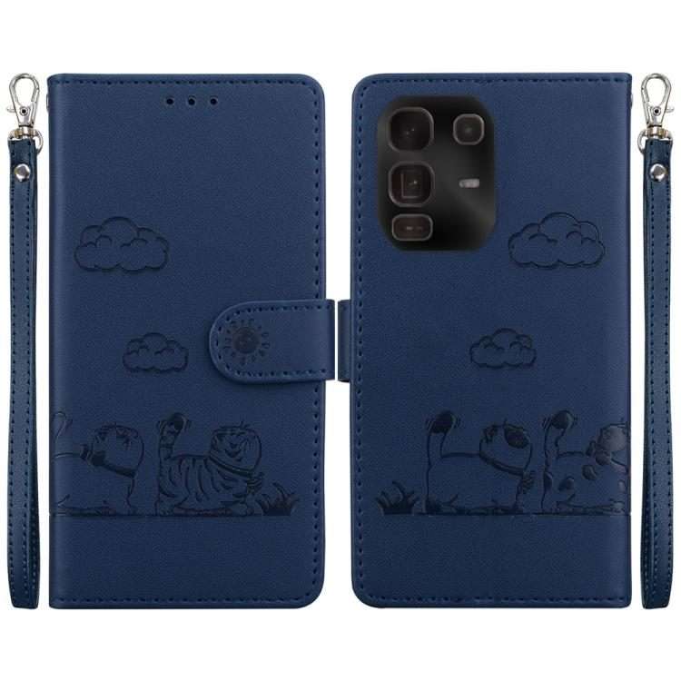 For Infinix Note 50 Pro+ Cute Cats RFID Leather Phone Case(Blue)