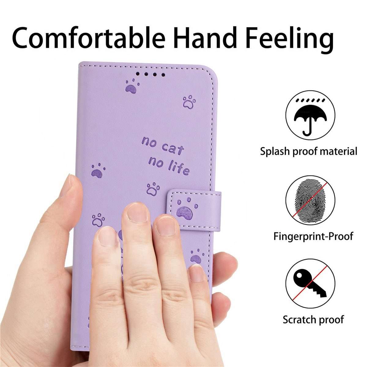 For Redmi Note 14 Pro 5G Embossed Kitten Phone Leather Case with Lanyard(Purple)