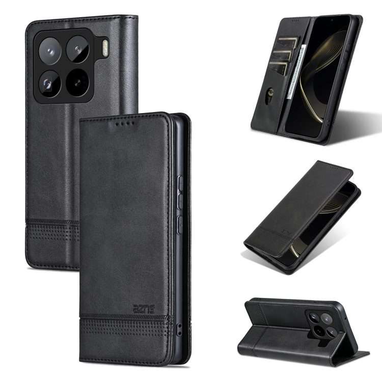 For Xiaomi 15 Pro AZNS Magnetic Calf Texture Flip Leather Phone Case(Black)