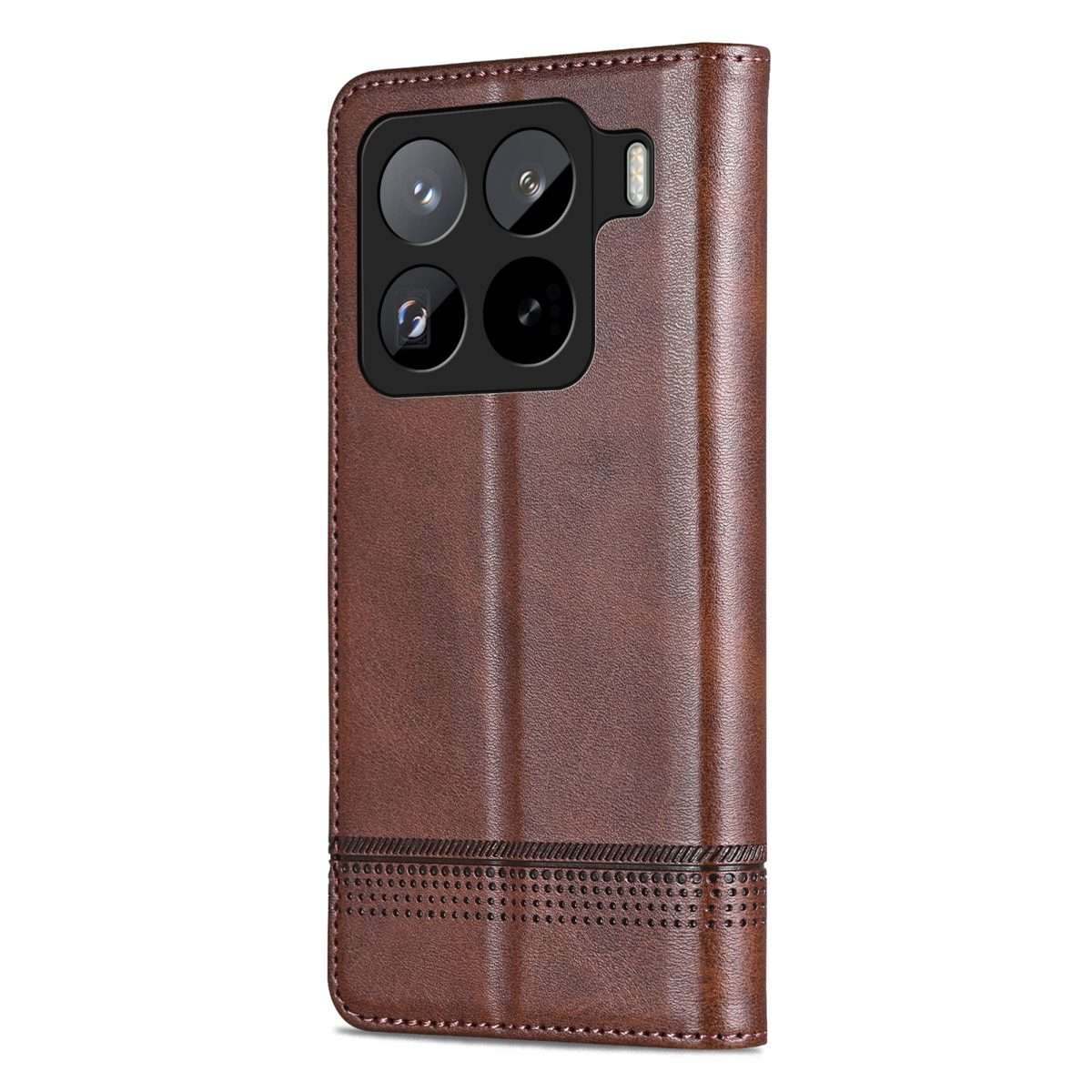 For Xiaomi 15 Pro AZNS Magnetic Calf Texture Flip Leather Phone Case(Dark Brown)