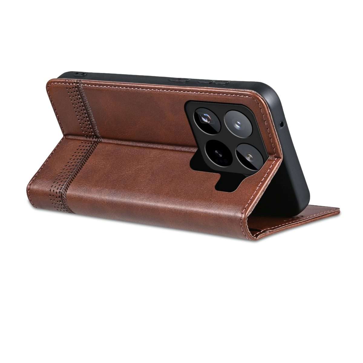 For Xiaomi 15 Pro AZNS Magnetic Calf Texture Flip Leather Phone Case(Dark Brown)