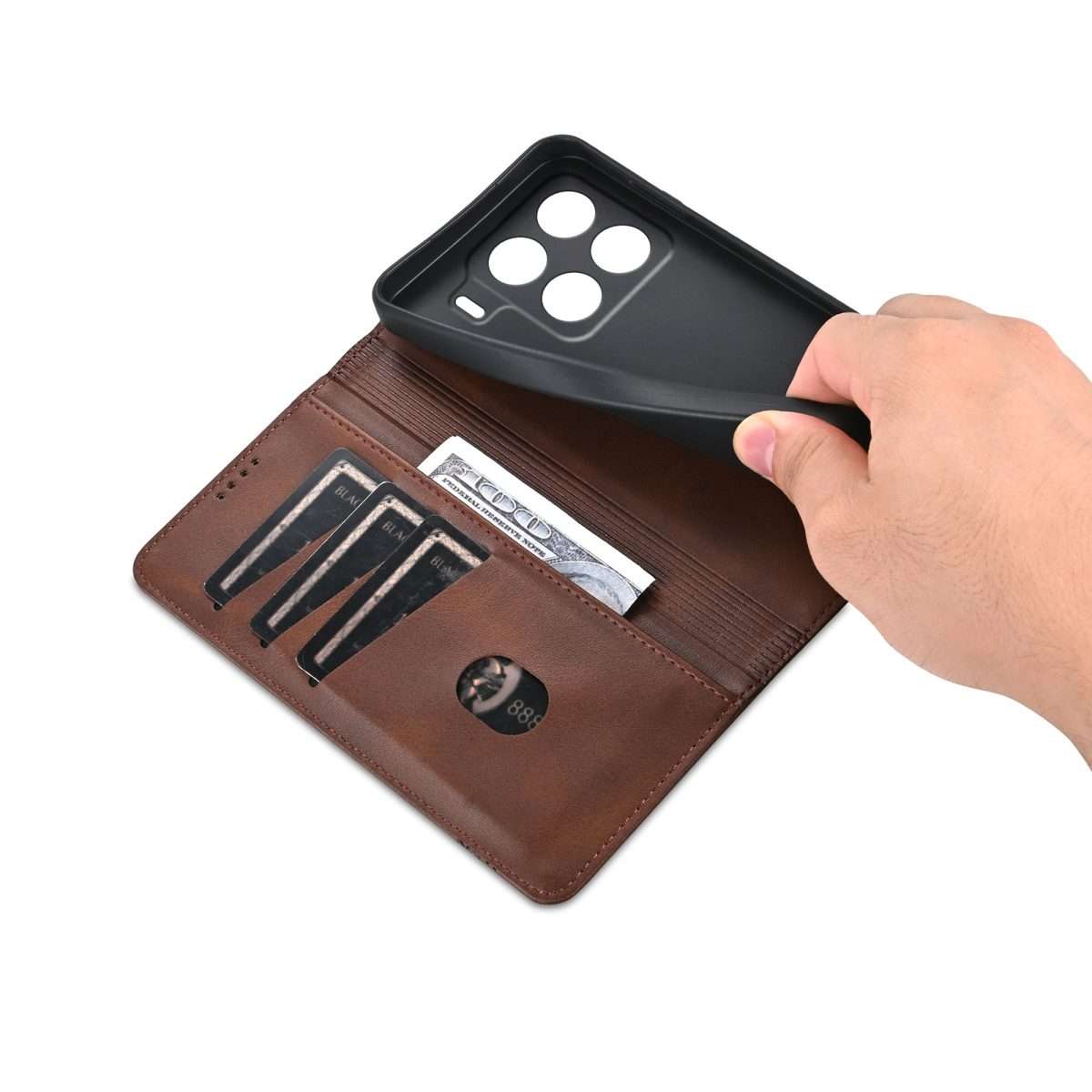 For Xiaomi 15 Pro AZNS Magnetic Calf Texture Flip Leather Phone Case(Dark Brown)