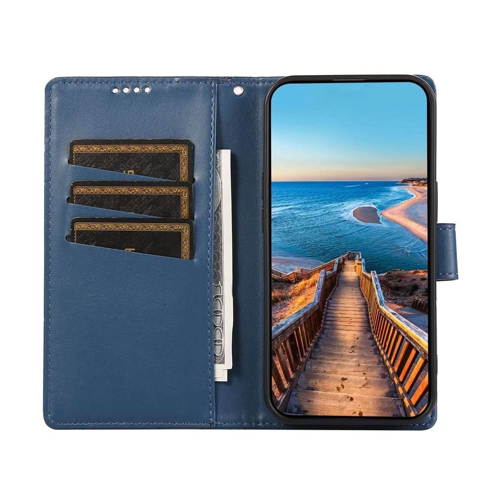 For Xiaomi 15 Pro PU Genuine Leather Texture Embossed Line Phone Case(Blue)