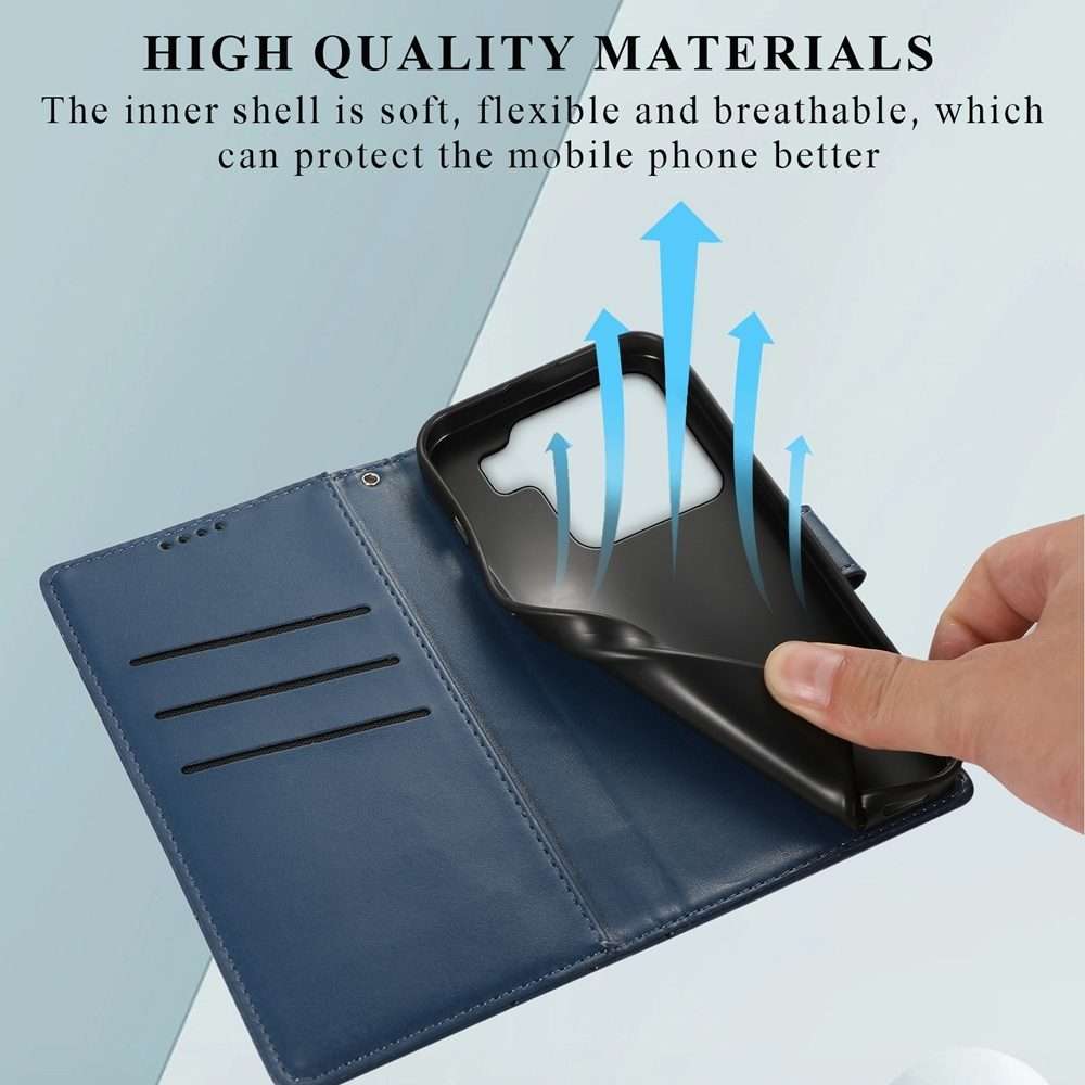 For Xiaomi 15 Pro PU Genuine Leather Texture Embossed Line Phone Case(Blue)