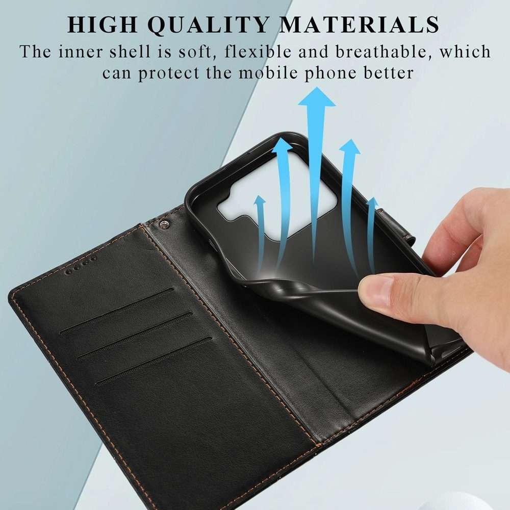 For Xiaomi 15 Pro PU Genuine Leather Texture Embossed Line Phone Case(Black)