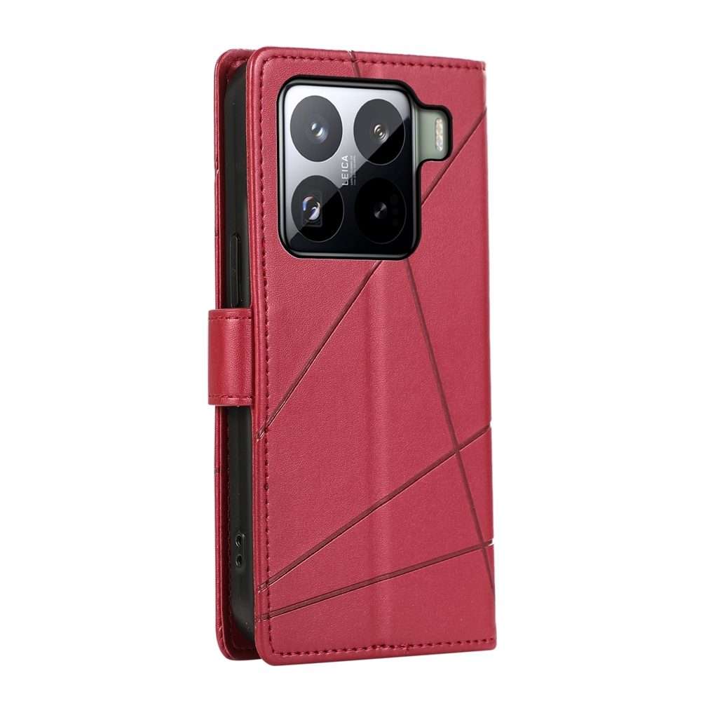 For Xiaomi 15 Pro PU Genuine Leather Texture Embossed Line Phone Case(Red)