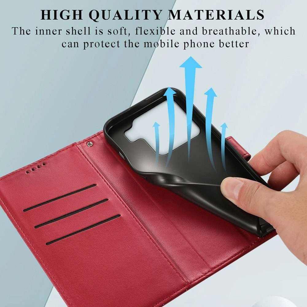 For Xiaomi 15 Pro PU Genuine Leather Texture Embossed Line Phone Case(Red)