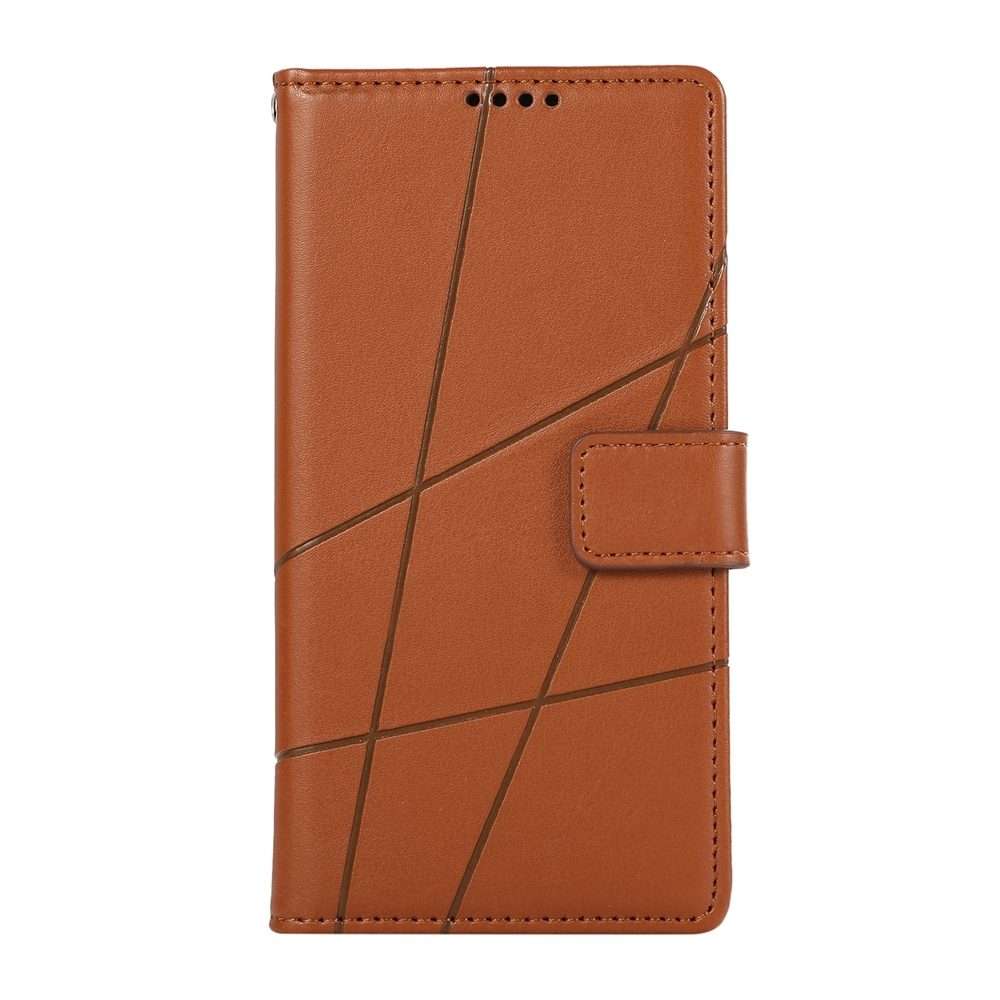For Xiaomi 15 Pro PU Genuine Leather Texture Embossed Line Phone Case(Brown)
