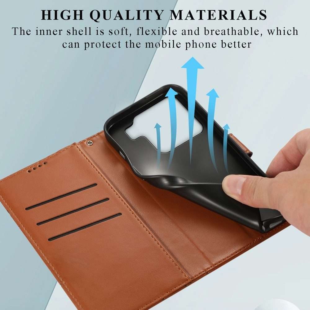 For Xiaomi 15 Pro PU Genuine Leather Texture Embossed Line Phone Case(Brown)