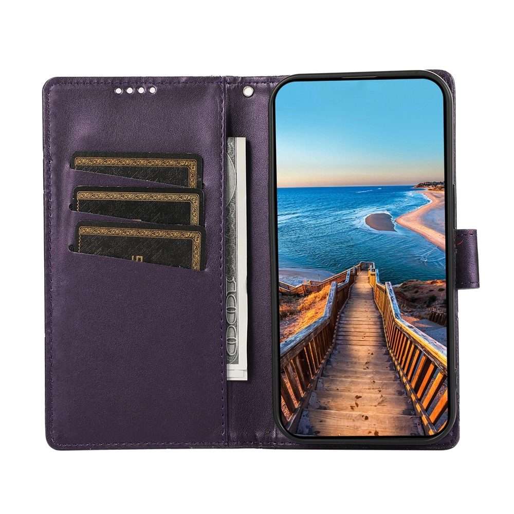 For Xiaomi 15 Pro PU Genuine Leather Texture Embossed Line Phone Case(Purple)
