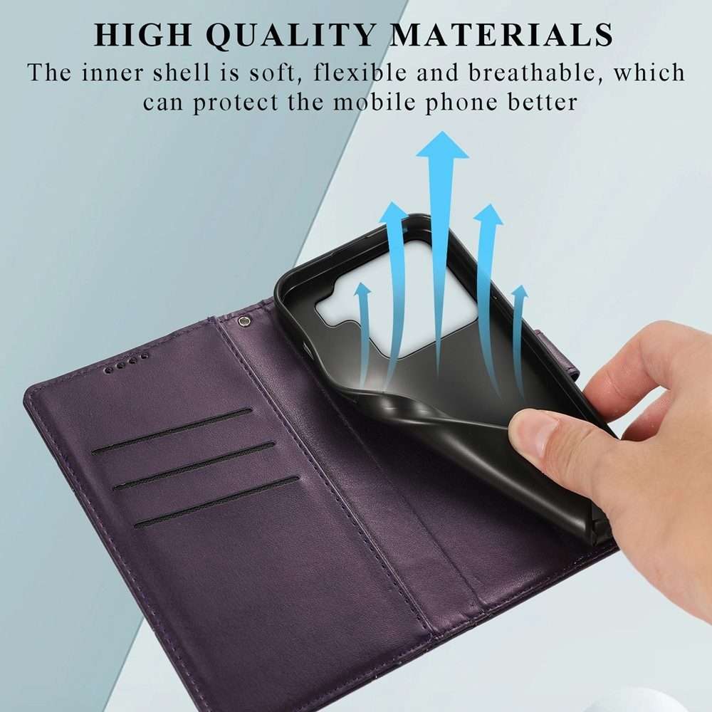 For Xiaomi 15 Pro PU Genuine Leather Texture Embossed Line Phone Case(Purple)