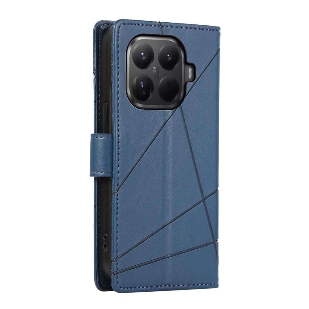 For Xiaomi 15T Pro 5G PU Genuine Leather Texture Embossed Line Phone Case(Blue)
