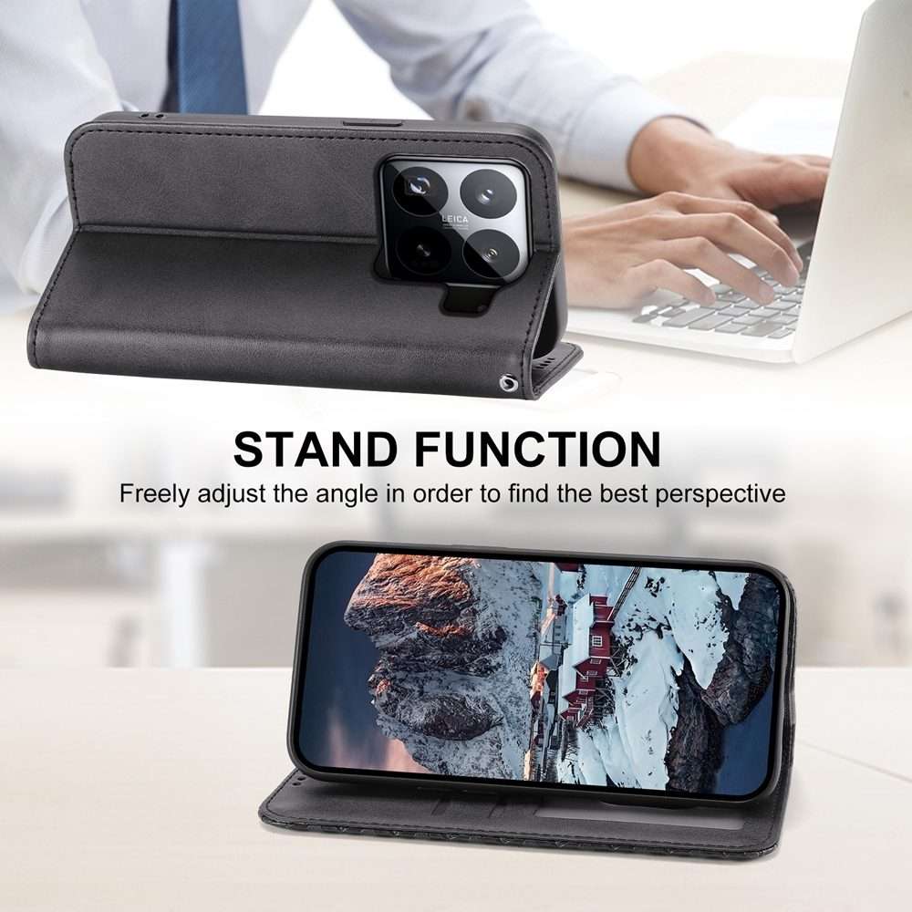 For Xiaomi 15 Pro Cubic Grid Calf Texture Magnetic Leather Phone Case(Black)