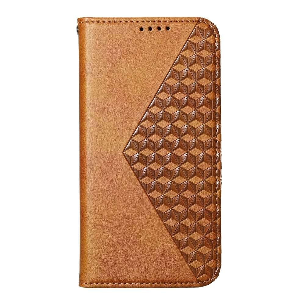 For Xiaomi 15 Pro Cubic Grid Calf Texture Magnetic Leather Phone Case(Yellow)