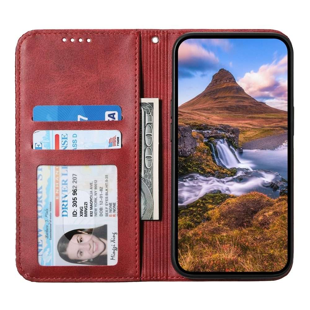 For Xiaomi 15 Pro Cubic Grid Calf Texture Magnetic Leather Phone Case(Red)