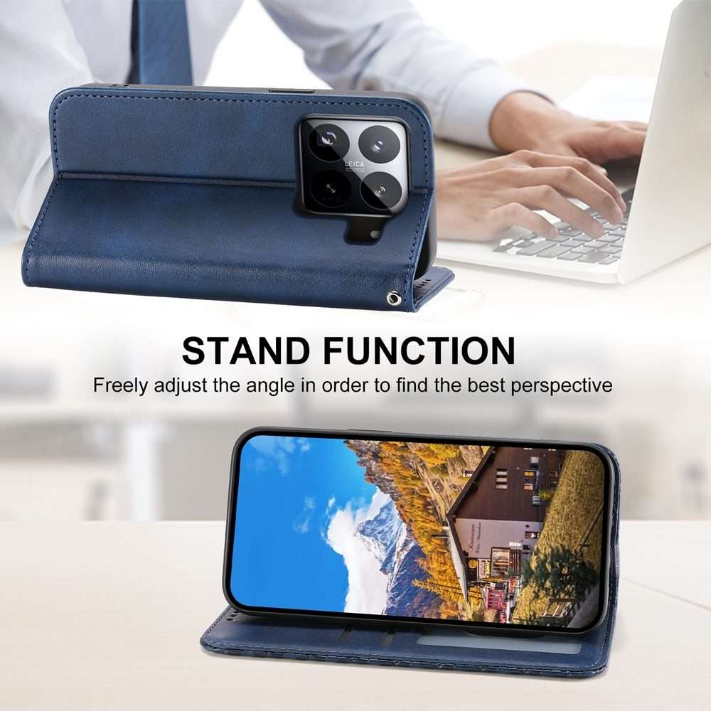 For Xiaomi 15 Pro Cubic Grid Calf Texture Magnetic Leather Phone Case(Blue)