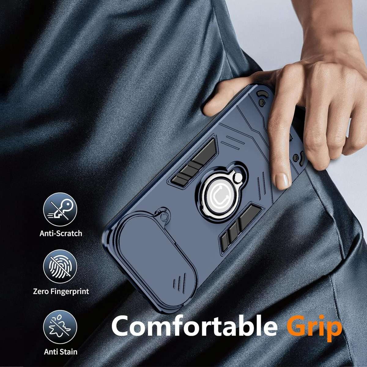 For Tecno Pova Slim 5G / Spark Slim 4G Camshield Ring Holder Phone Case(Royal Blue)