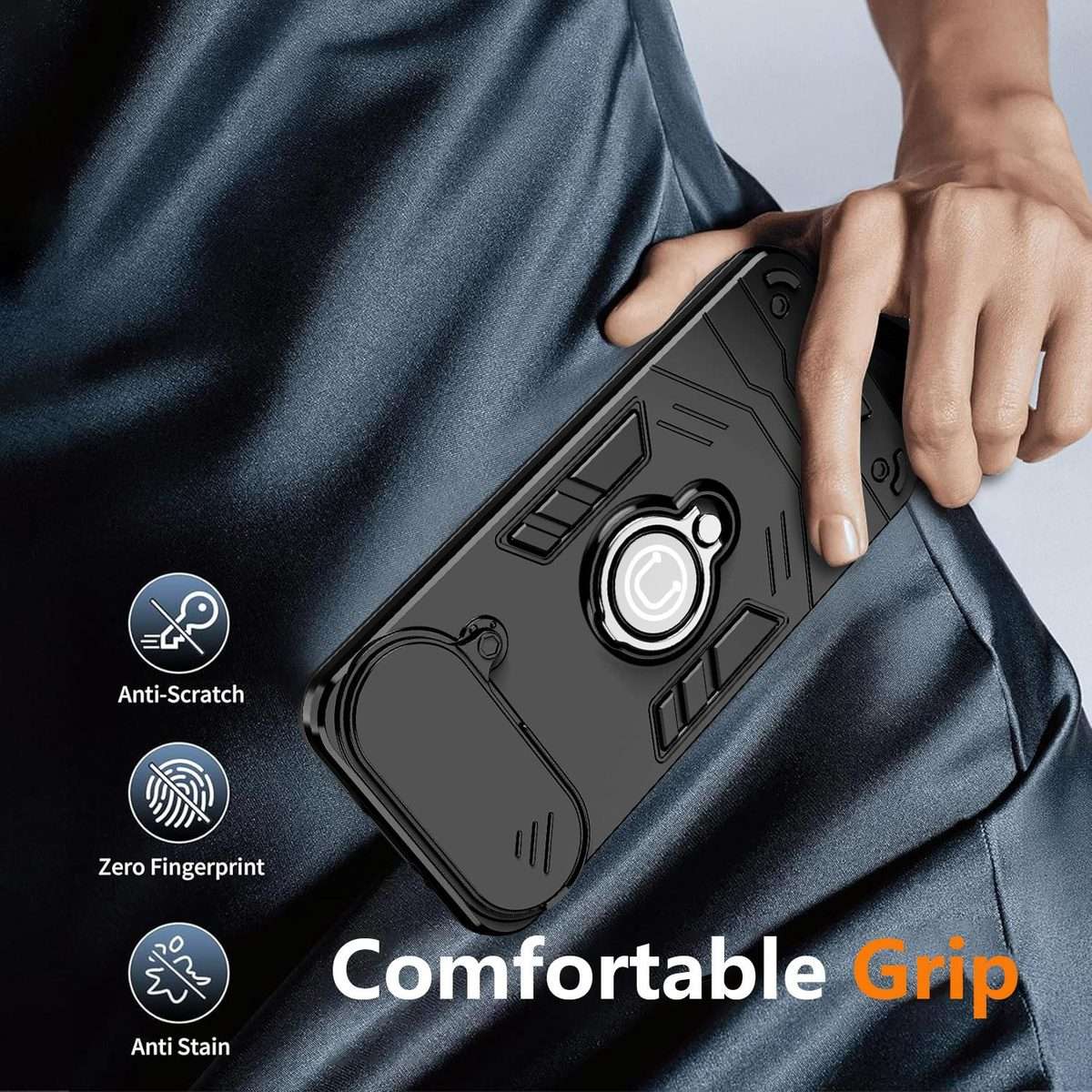For Tecno Pova Slim 5G / Spark Slim 4G Camshield Ring Holder Phone Case(Black)