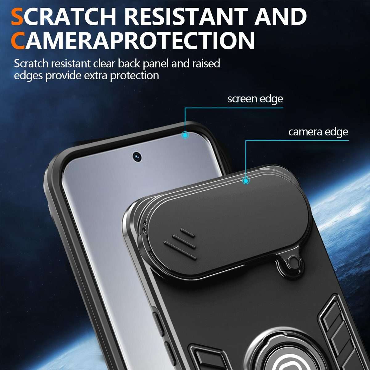 For Tecno Pova Slim 5G / Spark Slim 4G Camshield Ring Holder Phone Case(Black)