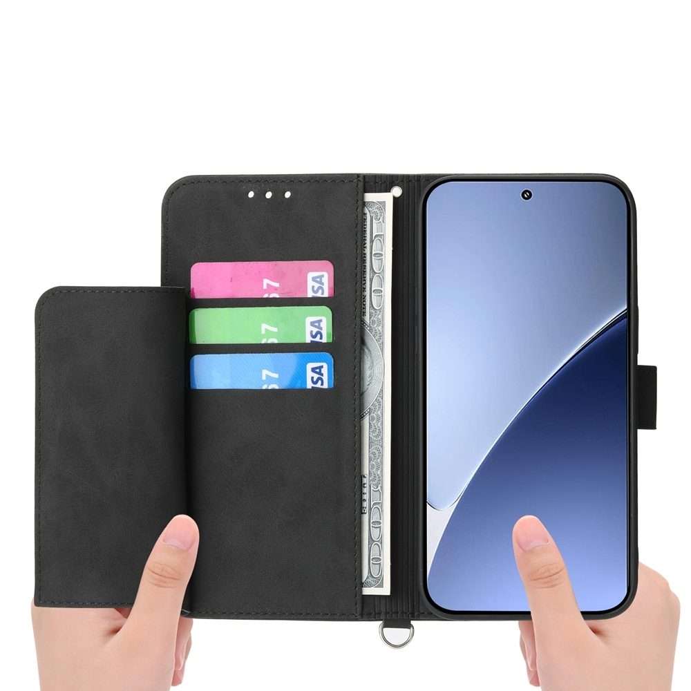 For Xiaomi 15 Pro Skin Feel Flowers Embossed Wallet Leather Phone Case(Black)
