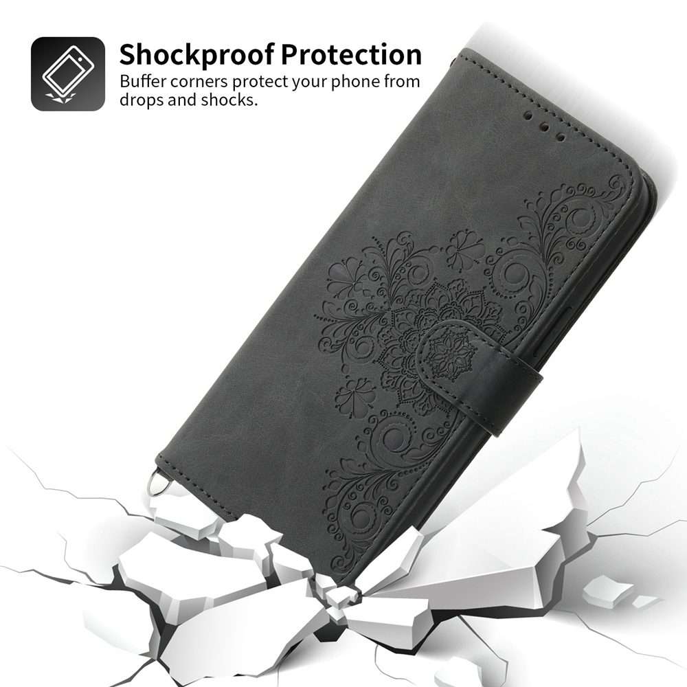For Xiaomi 15 Pro Skin Feel Flowers Embossed Wallet Leather Phone Case(Black)