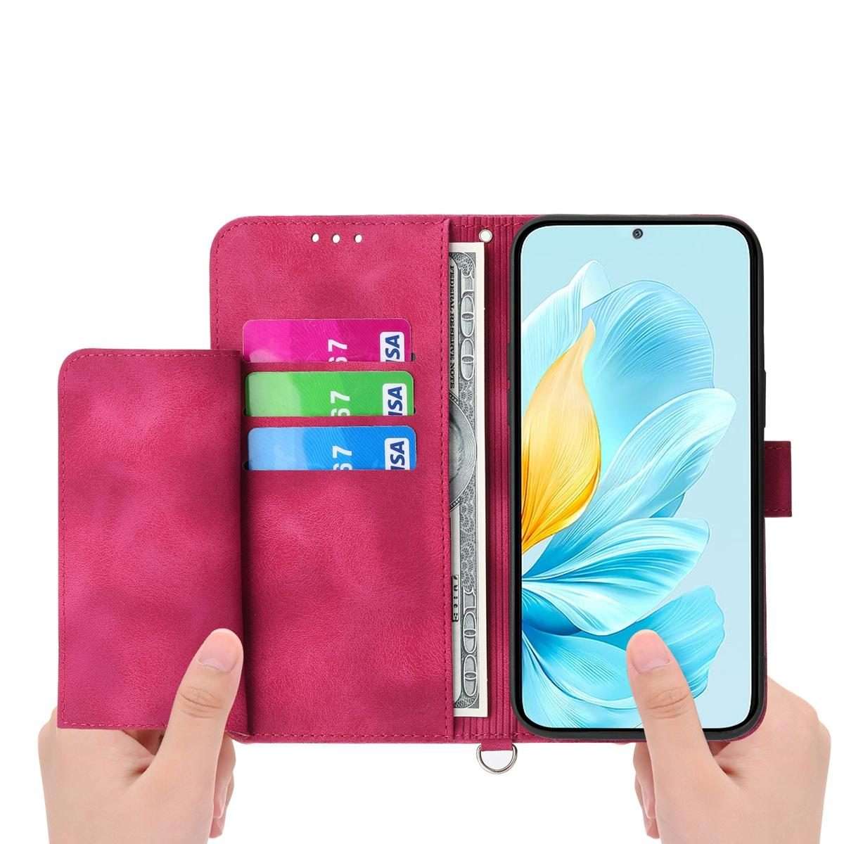 For Xiaomi 17 Pro Skin Feel Flowers Embossed Wallet Leather Phone Case(Wine Red)