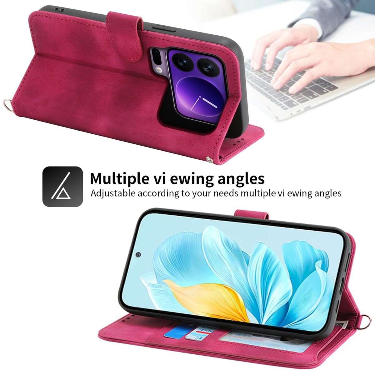 For Xiaomi 17 Pro Skin Feel Flowers Embossed Wallet Leather Phone Case(Wine Red)
