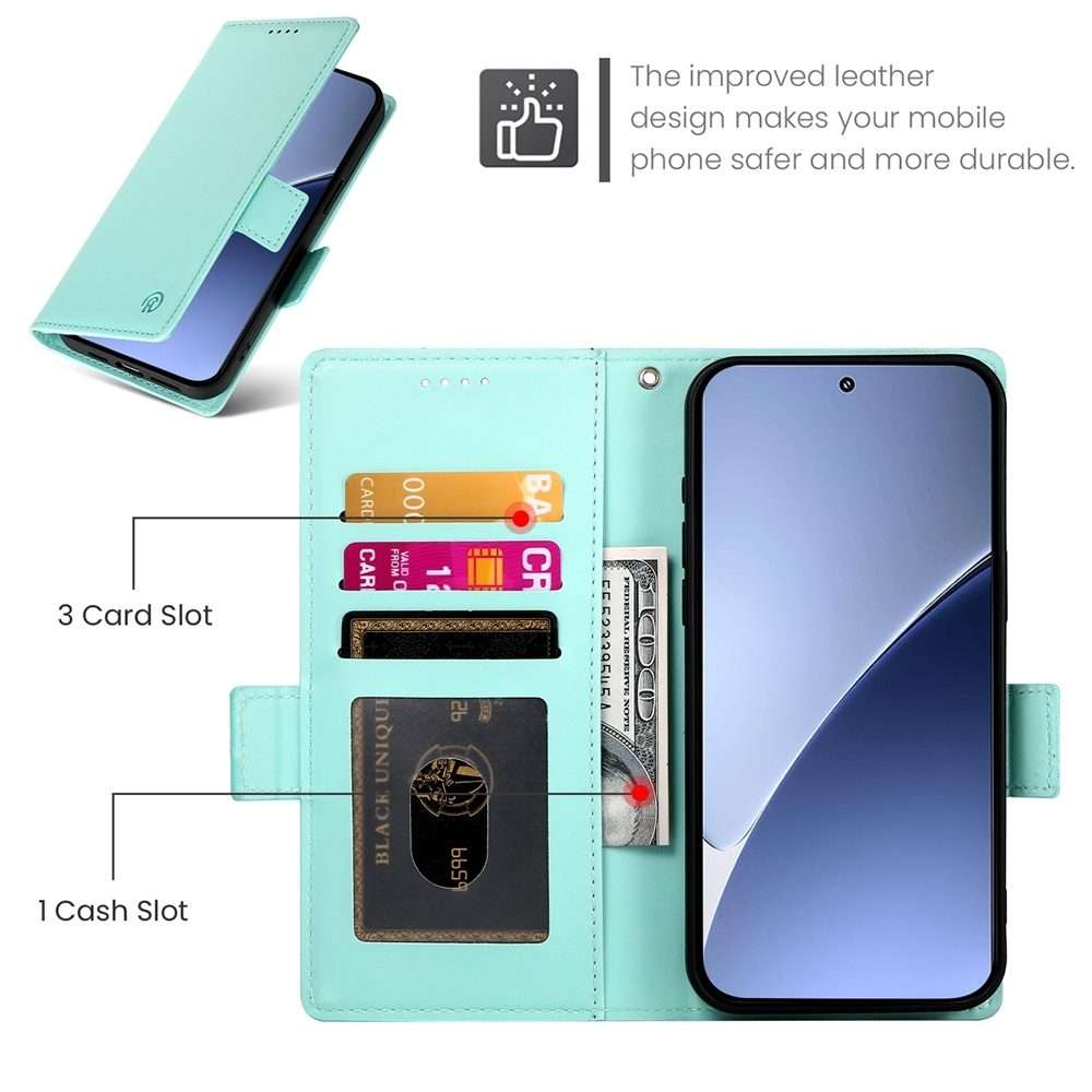 For Xiaomi 15 Pro Side Buckle Magnetic Frosted Leather Phone Case(Mint Green)