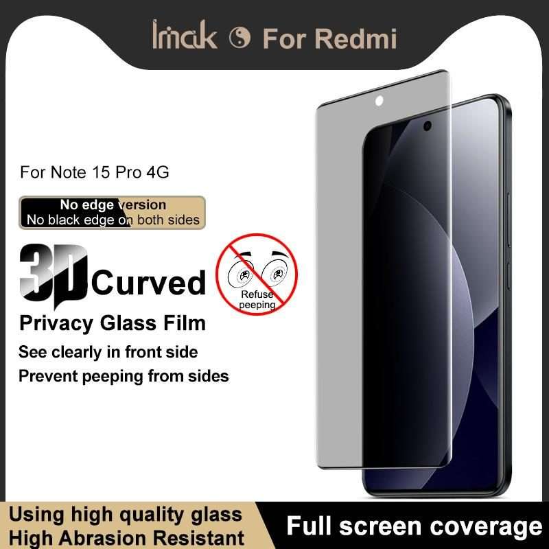 For Redmi Note 15 Pro 4G Global 163.2mm imak No Edge Version 3D Curved Privacy Full Screen Tempere