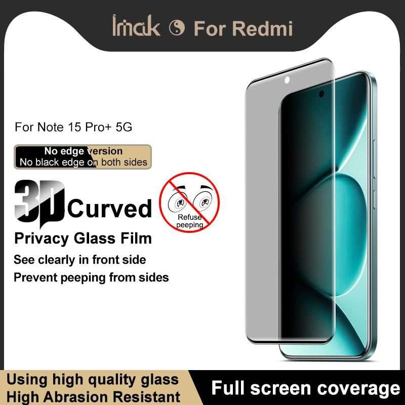 For Redmi Note 15 Pro+ 5G Global 163.3mm imak No Edge Version 3D Curved Privacy Full Screen Temper