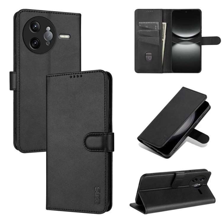 For Redmi K80 Pro AZNS Skin Feel Calf Texture Flip Leather Phone Case(Black)