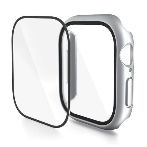 For Apple Watch Series 10 / 11 46mm PC Integrated Tempered Film Watch Case(Bright Silver)