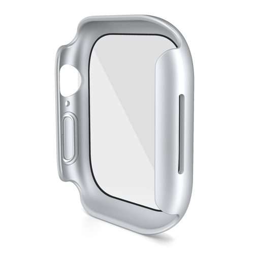 For Apple Watch Series 10 / 11 46mm PC Integrated Tempered Film Watch Case(Bright Silver)