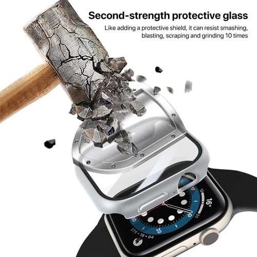 For Apple Watch Series 10 / 11 46mm PC Integrated Tempered Film Watch Case(Bright Silver)