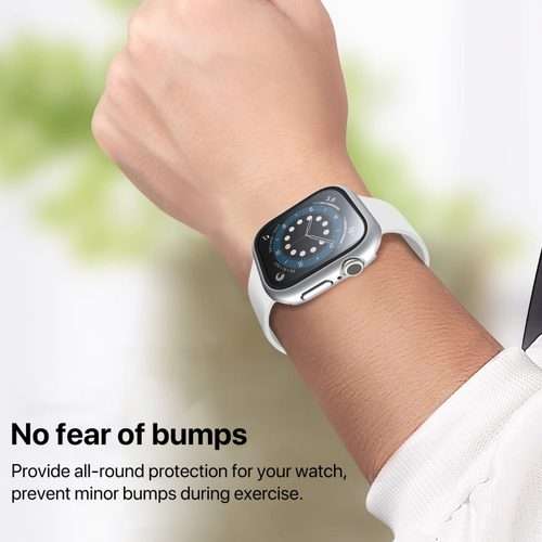 For Apple Watch Series 10 / 11 46mm PC Integrated Tempered Film Watch Case(Bright Silver)