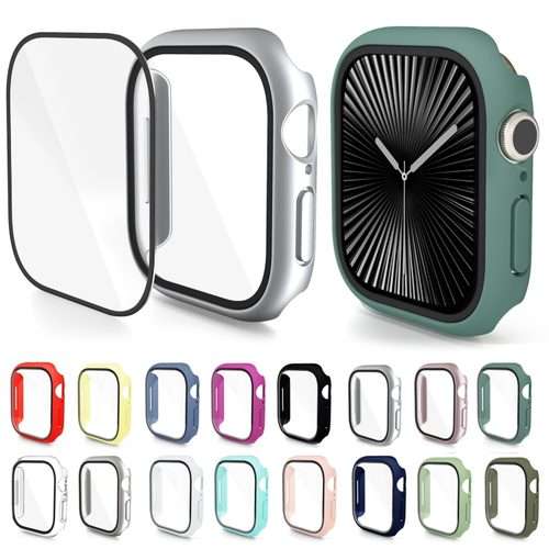 For Apple Watch Series 10 / 11 46mm PC Integrated Tempered Film Watch Case(Bright Silver)