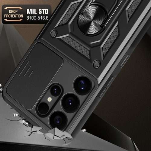 For Samsung Galaxy S25 Ultra 5G Sliding Camera Cover Design TPU+PC Phone Case(Black)