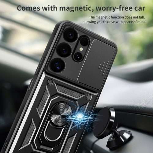 For Samsung Galaxy S25 Ultra 5G Sliding Camera Cover Design TPU+PC Phone Case(Black)