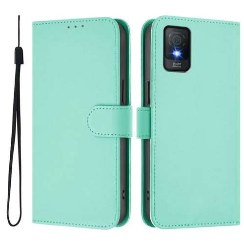 For TCL 403 Skin Feel Solid Color Leather Phone Case with Lanyard(Mint Green)