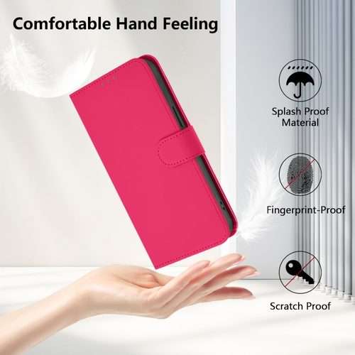 For TCL 403 Skin Feel Solid Color Leather Phone Case with Lanyard(Rose Red)